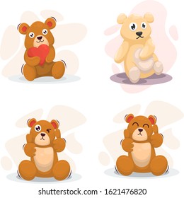 cute bear mascot cartoon vector collection