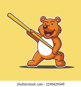 cute bear mascot logo design template