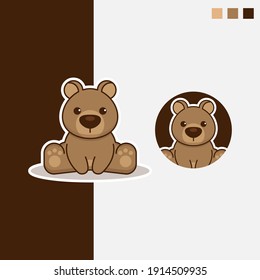 Cute bear mascot logo, good for logo,icon,mascot etc. Flat design.