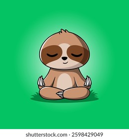 Cute Bear Meditating in Lotus Pose Cartoon Vector Icon Illustration Animal Nature Icon Isolated Flat Vector