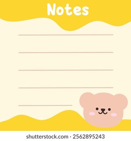 Cute bear memo template illustration. Suitable for for to do list, check list, memo, sticky note, planner, write, diary, book,stationary, notepad for task planning and study