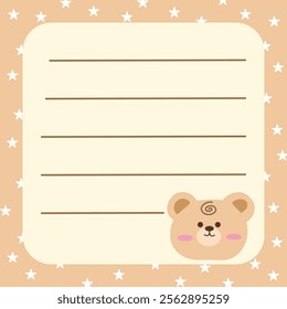 Cute bear memo template illustration. Cream. Suitable for for to do list, check list, memo, sticky note, planner, write, diary, book,stationary, notepad for task planning and study
