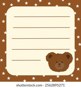 Cute bear memo template illustration. Brown. Suitable for for to do list, check list, memo, sticky note, planner, write, diary, book,stationary, notepad for task planning and study
