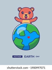  Cute bear with mother earth day greeting