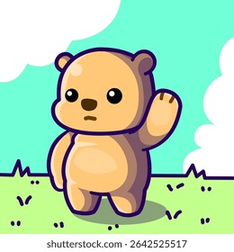 Urso bonito no design de caráter da natureza