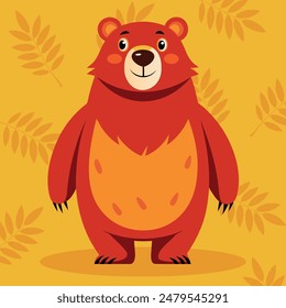 Cute bear. Nice funny brown animal bear. Cute forest animal. Simple and cute teddy bear standing. Flat vector style cartoon illustration.