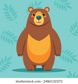 Lindo oso. Bonito oso animal marrón divertido. Lindo animal de bosque. Simple y divertido osito de peluche de pie. Ilustración de dibujos animados de estilo Vector plano.