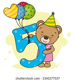 Cute Bear Number Five Cute Bear Stock Vector (Royalty Free) 1345277537 ...