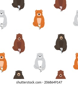 cute bear on a bicycle seamless pattern