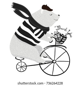 cute bear on bicycle vector design.