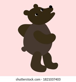 Cute   bear  on the pink background. In Scandinavian style. Print for children's clothes, room and etc
