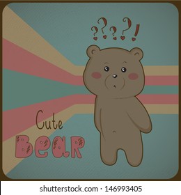 Cute bear on the vintage background. Vector illustration EPS 10