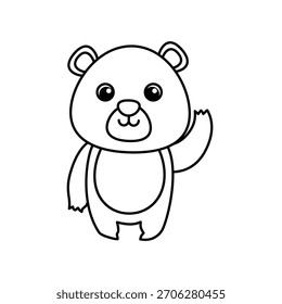 Cute bear outline in clean black line style ideal for kids coloring pages and learning activities