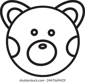 A cute bear outline, oval body, smaller circle head, rounded ears, simple legs and arms, short tail line, and endearing eyes and nose