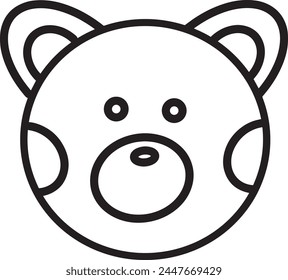 A cute bear outline,oval body, smaller circle head, rounded ears, simple legs and arms, short tail line, and endearing eyes and nose