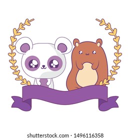 cute bear with panda bear baby animals kawaii