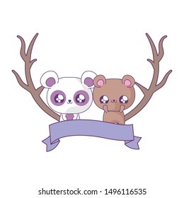 cute bear with panda bear baby animals kawaii