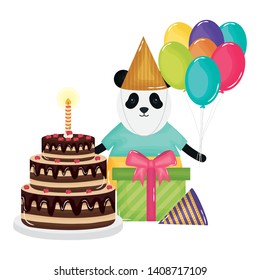 cute bear panda in birthday party