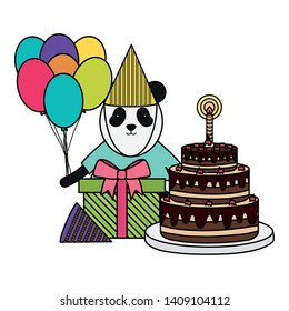 cute bear panda in birthday party