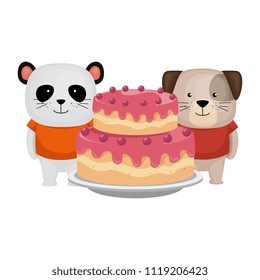 cute bear panda and dog characters
