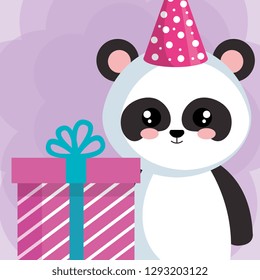 cute bear panda with gift