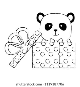 cute bear panda in gift character