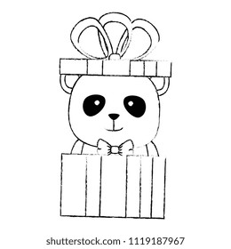 cute bear panda in gift character