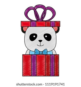 cute bear panda in gift character