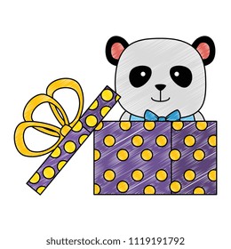 cute bear panda in gift character
