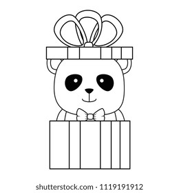 cute bear panda in gift character