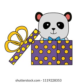 cute bear panda in gift character