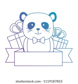 cute bear panda with gifts character