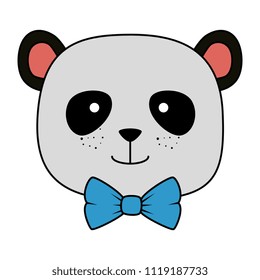 cute bear panda head character
