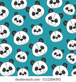 Cute Bear Panda Heads Pattern