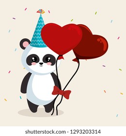 cute bear panda with hearts