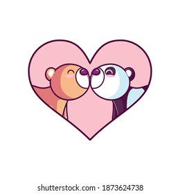 cute bear and panda kissing in love