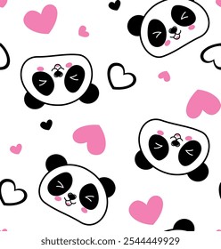 Lindo oso panda amor patrones de diseño