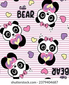 cute bear panda patterns design for girl sleepwear