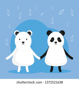 cute bear panda and polar adorable characters