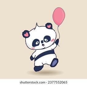 cute bear panda with rainbow kawaii