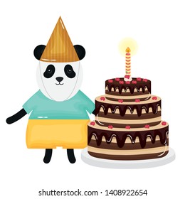 cute bear panda sweet cake in birthday party