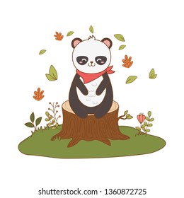 cute bear panda woodland character