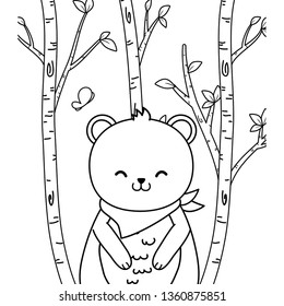 cute bear panda woodland character