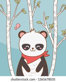 cute bear panda woodland character