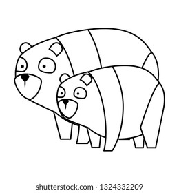 cute bear pandas family characters