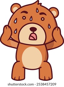 Ilustración linda del pánico y de la sudoración del oso