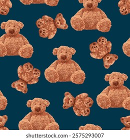 cute bear pattern on blue background