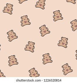 Cute bear pattern,hand drawn vector illustration.Can be used for kids/babies shirt design, fashion print design,celebration card/greeting card, invitation card.