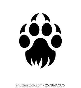 Cute bear paw logo icon silhouette vector illustration design on white background.
