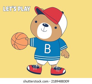 cute bear playing basketball, cute little bear 